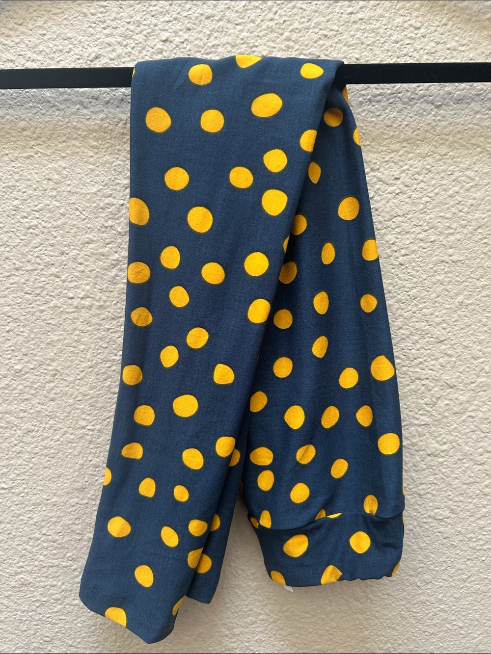 LuLaRoe Girls Navy Leggings with Yellow Polka Dots
